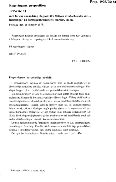 Omslaget till prop. 1975/76:81
