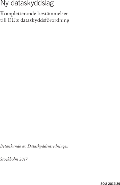 Omslaget till SOU 2017:39